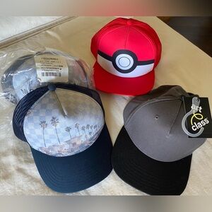 Lot of 4 Art Class & Pokémon youth hats